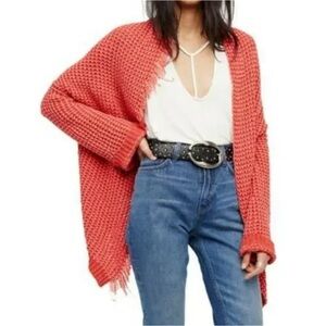 Free People I’ll Be Around Coral Cardigan